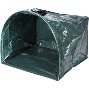 Offener, grüner Gartenabfallsack Easy mit Kehrkante für rückenschonendes Befüllen.