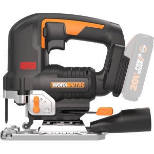 Worx Nitro Akku-Pendelhubstichsäge WX542.9, 20V, ohne Akku. Stichsäge in Schwarz und Orange.