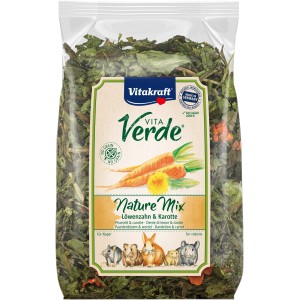 Vitakraft Vita Verde Nature Mix für Nager, 100g Packung mit Löwenzahn und Karotte.
