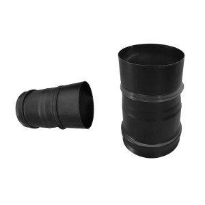 Bertrams Ofenanschluss mit Muffe, Edelstahl, Ø 80 mm, schwarz pulverbeschichtet, Zubehör für Kamine und Öfen.