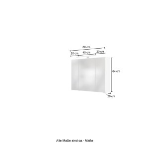 Held Möbel 3D-Spiegelschrank Neapel, 80 cm, Graphitgrau. Badmöbel-Set mit LED-Aufsatzleuchte.