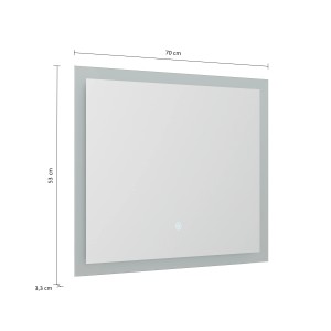 Posseik LED Spiegel 70x53 cm mit Touch-Bedienung, Badspiegel mit Beleuchtung.
