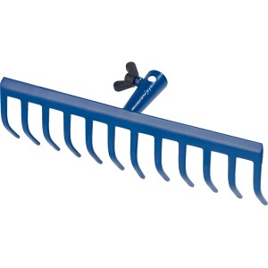 Blauer LUX Rechen Classic mit 12 Zinken und Schraubsystem für Gartenarbeiten.