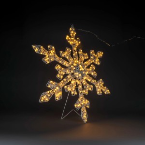 Konstsmide Deko-Schneeflocke mit 200 bernsteinfarbenen LEDs, beleuchtete Außen-Weihnachtsfigur.