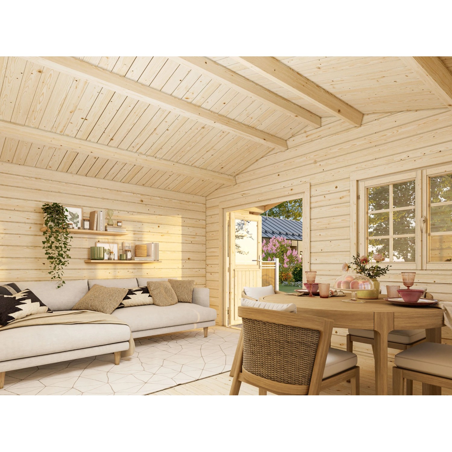 Palmako Gartenhaus Helena 450 x 360 cm Lackiert Dunkelgrau-Weiß FSC®_3