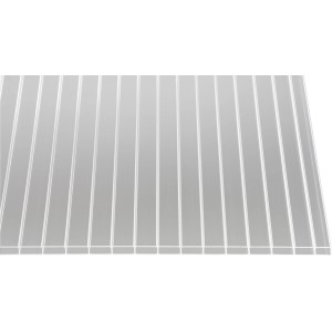 Transparente Acryl Stegdoppelplatte (16 mm) für Kunststoffbedachung, 200x98 cm.