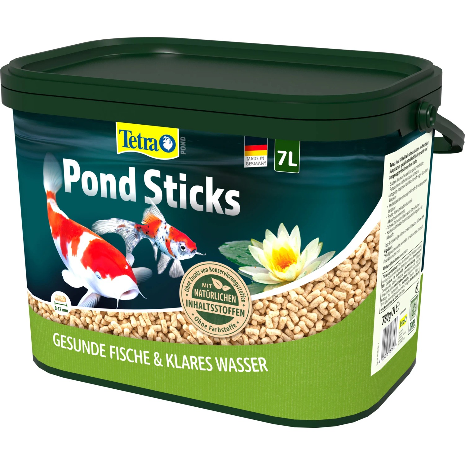 Tetra Pond Fischfutter Sticks 7 l im Eimer, mit Koi und Seerose. Hauptfutter für Teichfische.