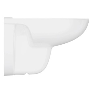 Weißes Bau Keramik Wand-WC, randlos, Seitenansicht. Modernes Design für Ihr Bad.