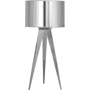 Näve Tischleuchte Chrom mit 3-Bein Stativ, 61,5 cm hoch. Design-Tischlampe für Wohnzimmer.