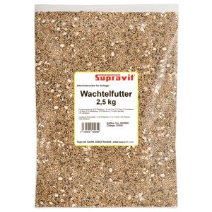 Supravit Wachtelfutter Körnermischung 2,5 kg in transparenter Tüte, Alleinfuttermittel für Geflügel.