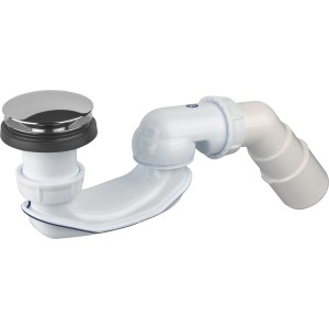 Ablaufgarnitur für freistehende Badewanne, Ø 50mm, weiß mit Chrom-Verschluss.