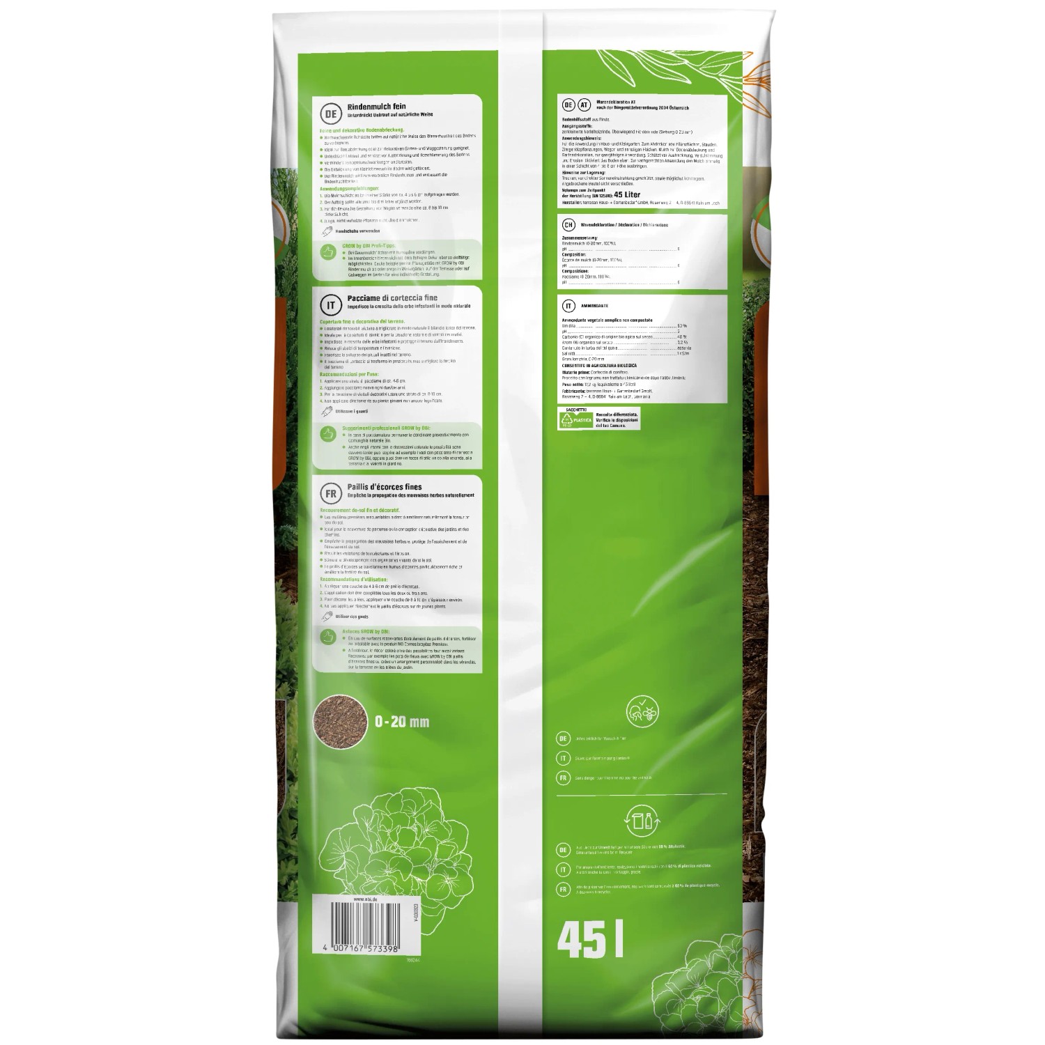 GROW by OBI Rindenmulch fein, 45l kaufen bei OBI