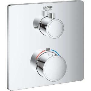 Grohe Grohtherm Wannenbatterie mit Umstellung, Chrom-Thermostat für Badewanne.