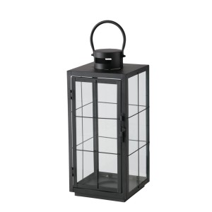 2-teiliges Boltze Laternen-Set Esbjerg in Schwarz, quadratisch, aus Eisen und Glas, ca. 40 cm hoch.