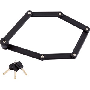 Schwarzes OBI Faltschloss, 85 cm, mit drei Schlüsseln, davon einer mit LED.