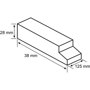 Skizze des weißen TIP Transformators elektronisch 20-80 W mit Maßangaben für Lampeninstallation.
