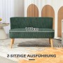HOMCOM 2-Sitzer Sofa, dunkelgrün, gerippter Stoffbezug, Holzbeine. Moderne Couch 117 cm breit für Wohnzimmer.