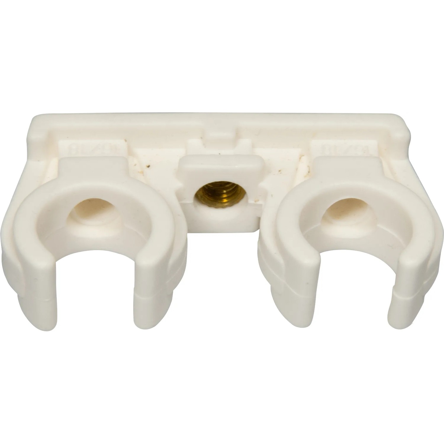 Doppelter Rohrclip Ø 22 mm, 10er-Set, aus Kunststoff mit Gewindehülse zur Befestigung von zwei Rohren.