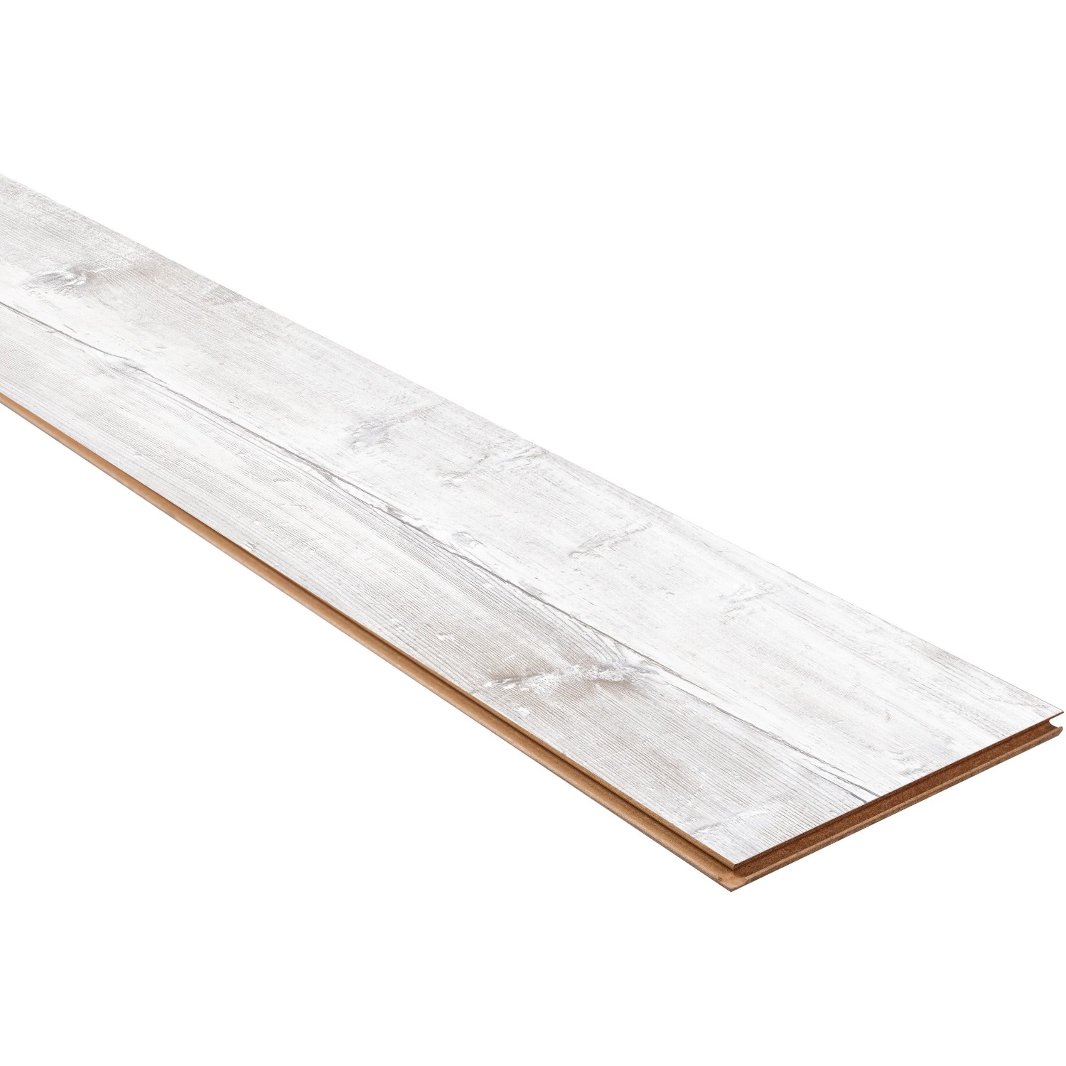 Laminatboden Pinie Grizzly Pine, 8mm stark, helle Holzoptik mit Maserung.