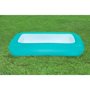Bestway® Aquababes™ Planschbecken, eckig, türkis, auf Rasen. Ideal für Kinder ab 2 Jahren.