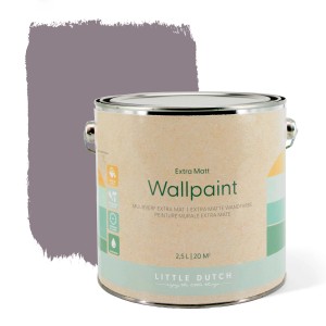 Little Dutch Wandfarbe Pure Mauve, matte Wandfarbe im 2,5 l Eimer mit Farbfleck.