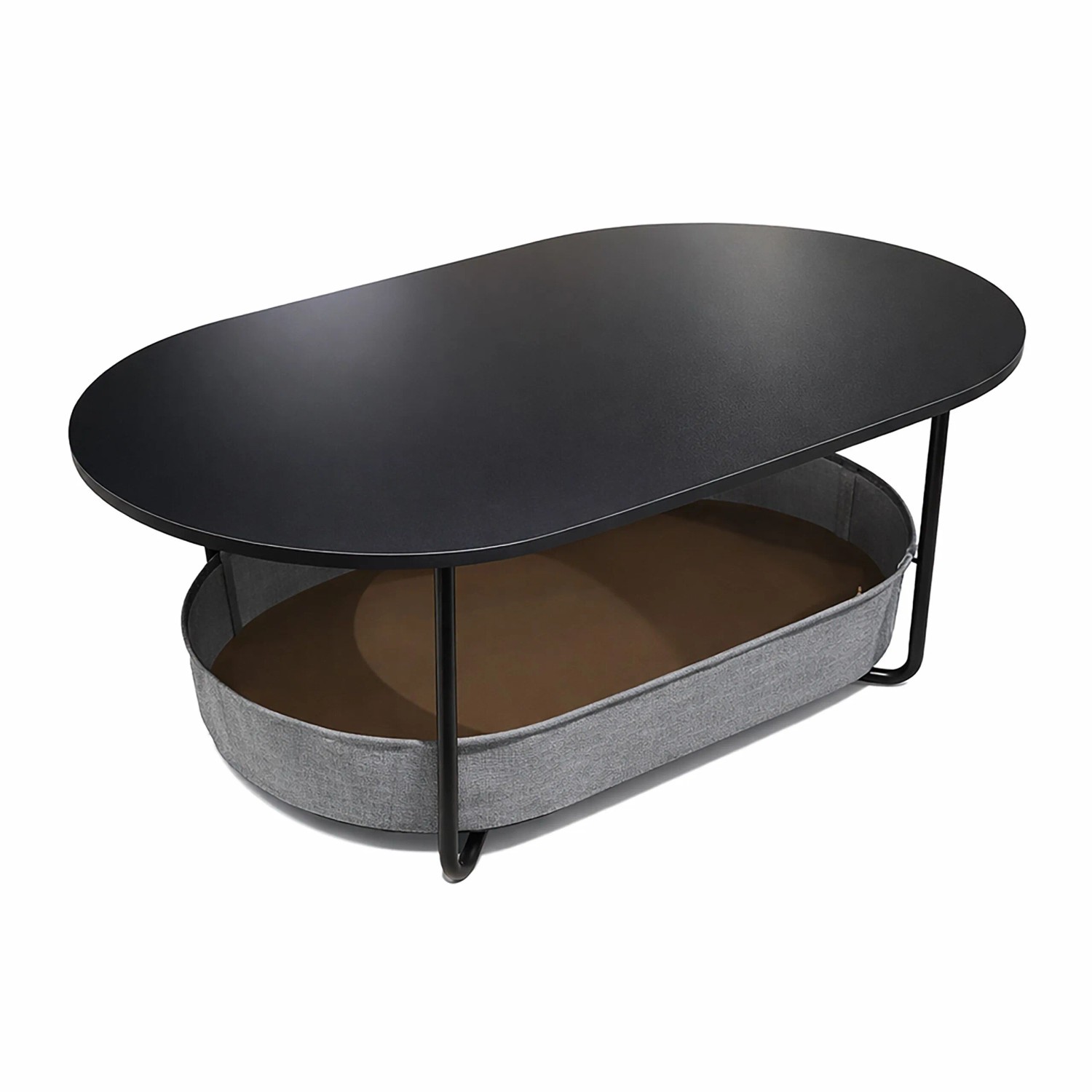 Relaxdays Couchtisch MDF Metall Schwarz Dunkelgrau Mit Stauraum 55 cm x 100 cm x 45 cm kaufen bei OBI