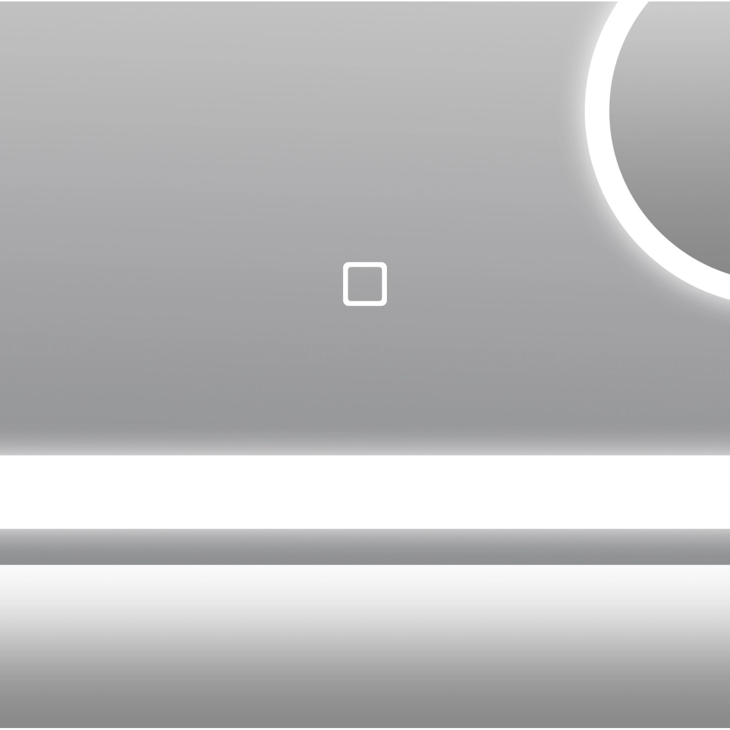 DSK Design LED-Lichtspiegel Silver Conde, 100x60 cm, mit Digitaluhr und Kosmetikspiegel.