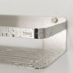 Tiger Duschkorb Caddy, 24 cm, aus gebürstetem Edelstahl mit Wasser.