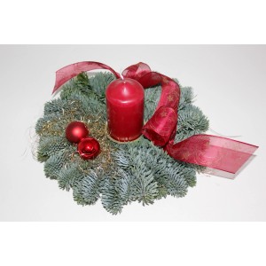 Adventsgesteck Nobilis mit 1 Kerze Ø 23 cm Altrot