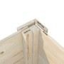 Detailaufnahme einer Ecke des Palmako Mia Holz-Gartenhauses mit Maßangaben.