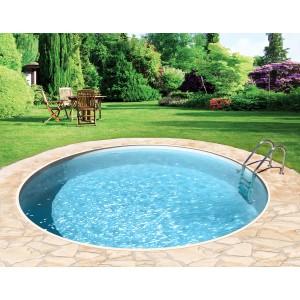 BWT Rundpool-Set Premium, Ø 3 m x 1,35 m, mit Leiter in Gartenumgebung.