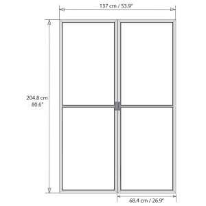 Technische Zeichnung: Palram Fliegengittertür für Garda/Ledro/San Remo, Maße 137x204,8cm, Anthrazit