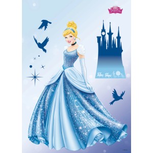 Deco-Sticker Princess Dream 50x70 cm: Cinderella mit Schloss als Wandtattoo.