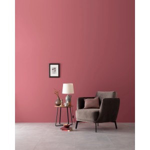 Wohnzimmer mit Wandfarbe Schöner Wohnen Designfarben Englisches Rosenrot, matter Farbton.