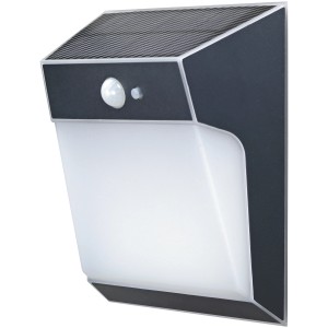 Anthrazitfarbene E2 Elektro Wandleuchte SABIK Solar mit Sensor für den Außenbereich.