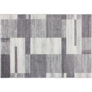 Kayoom Kurzflorteppich Falkland Port Louis, 200x290 cm, silbernes Patchwork-Design.