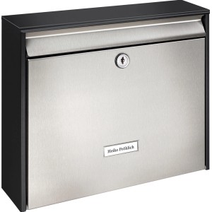 Burg Wächter Briefkasten Black & Steel Oxford 6877 B+S, Stahl/Edelstahl, DIN C4