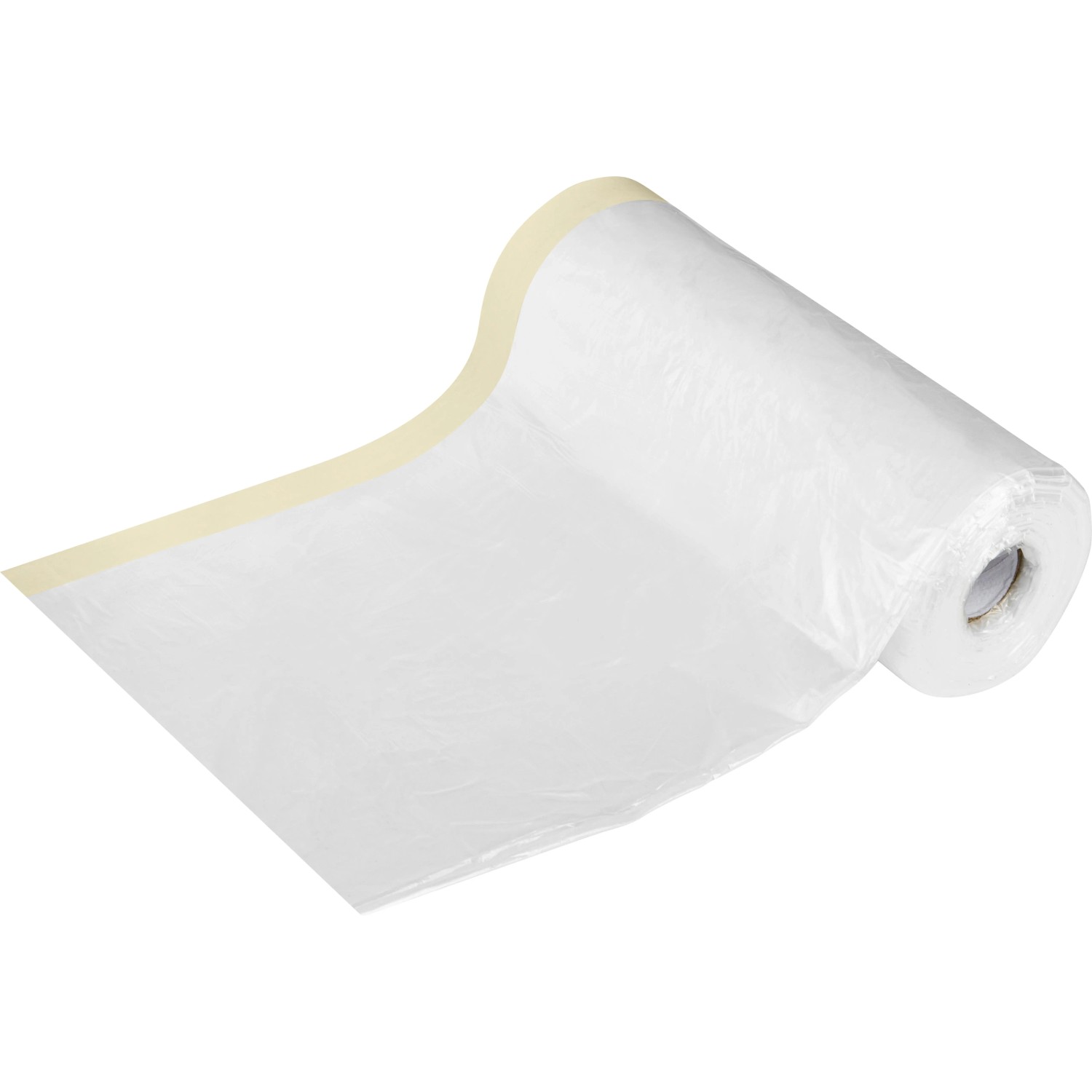 LUX-TOOLS 2-in-1 Krepp und Folie, transparent, mit beigem Klebeband zum Abdecken bei Malerarbeiten.