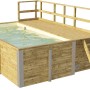 Weka Holzpool mit Sonnendeck, Technikraum und Leiter. Rechteckiger Pool aus Massivholz.