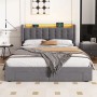 okwish Polsterbett mit Bettkasten LED-Licht Kinderzimmer mit Matratze 140x200cm Grau_8