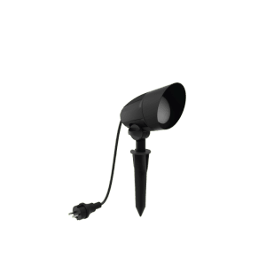 Schwarze Philips Cylr LED-Gartenstrahler Erdspießleuchte mit Kabel und Stecker.