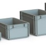 Graue Eurobox-System Boxen (verschiedene Größen) für Aufbewahrung.