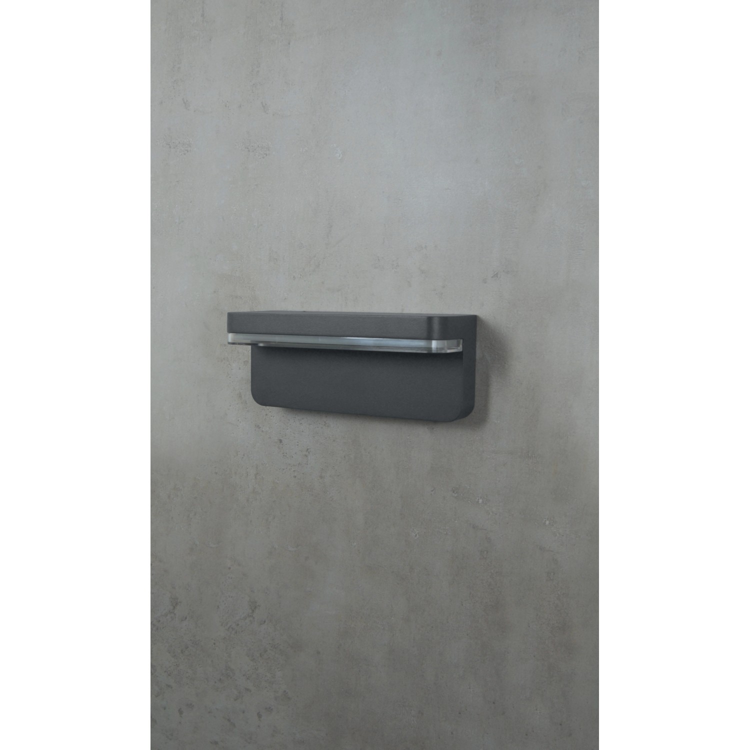 Anthrazitfarbene E2 Elektro LED-Wandleuchte RIDOS, 7W, 1000lm, IP44 für den Außenbereich.