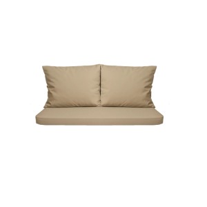 Beiges Setgarden Bankkissen-Set für 2-Sitzer Gartenbank, bestehend aus Sitzkissen und 2 Rückenkissen.