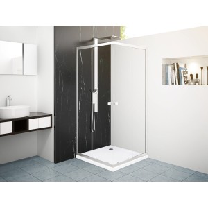 baliv Eckdusche DUK-90.10E, 77-90 cm, mit Chromrahmen. Flexibel verstellbare Duschkabine.