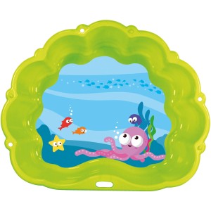 Grüne Sand- und Wassermuschel Ocean mit Unterwasserwelt-Motiv für Kinder.