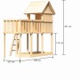 Karibu Stelzenhaus Frieda mit Anbauplattform aus naturbelassenem Holz, inkl. Leiter und Sandkasten.
