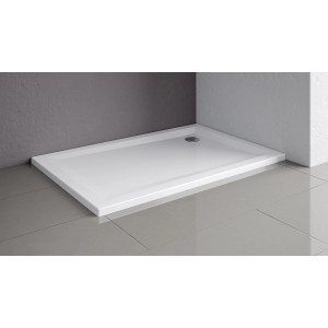 Rechteckige, extraflache Schulte Duschwanne 90x75 cm in Alpinweiß, geeignet für bodenebene Montage.