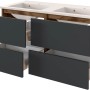 Held Möbel Doppelwaschtisch Bari 120 cm, grau matt, mit vier offenen Schubladen und Softclose.