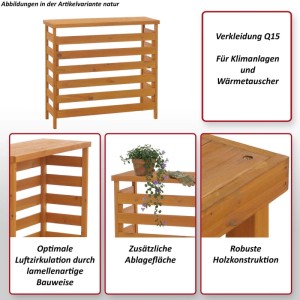 MCW Verkleidung Q15 für Klimaanlage/Wärmetauscher, Holz dunkelbraun, für Garten Ordnungssysteme.